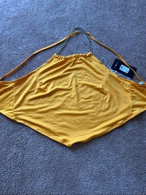 Fashion Nova Gold Chain Halter Crop Top - Mustard Yellow